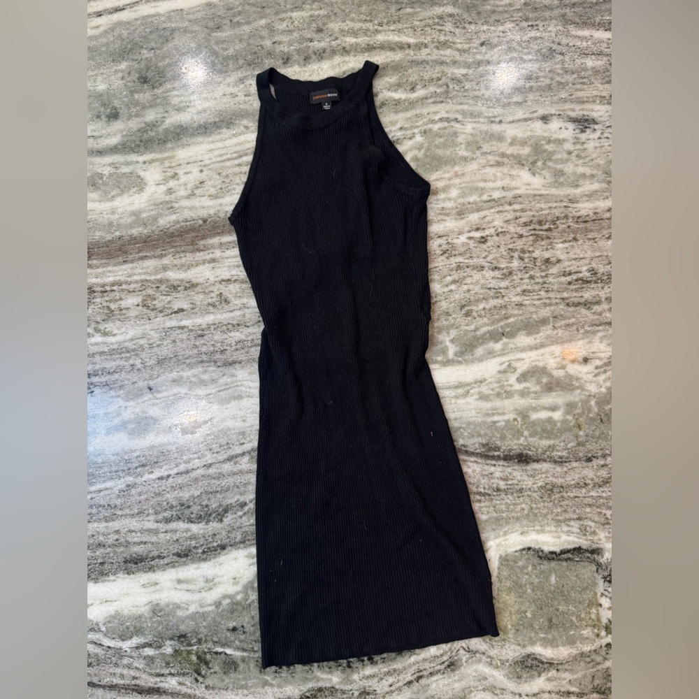 Ambiance Black Ribbed Midi Dress
